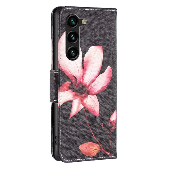 For Samsung Galaxy S25+ 5G Colored Drawing Pattern Leather Phone Case(Lotus)