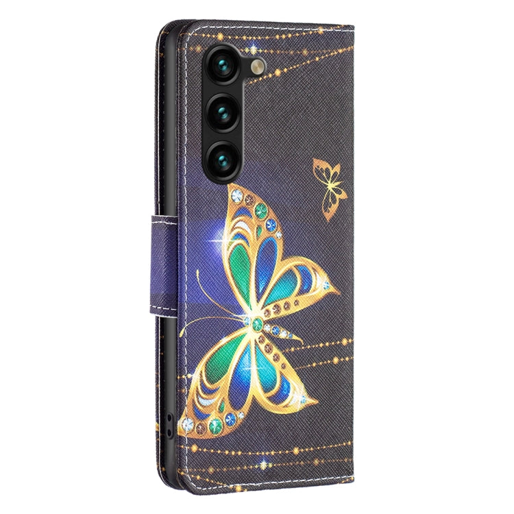 For Samsung Galaxy S25+ 5G Colored Drawing Pattern Leather Phone Case(Big Butterfly)