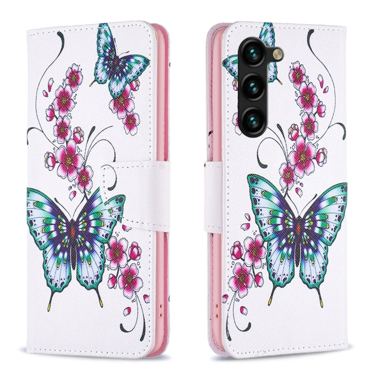 For Samsung Galaxy S25+ 5G Colored Drawing Pattern Leather Phone Case(Flowers Butterfly)