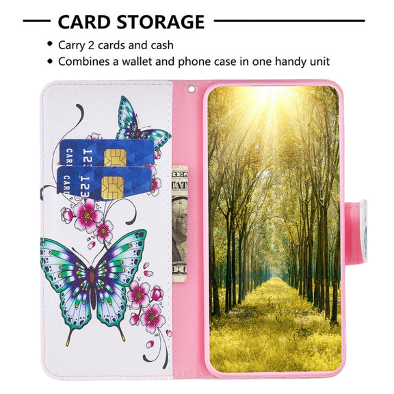 For Samsung Galaxy S25+ 5G Colored Drawing Pattern Leather Phone Case(Flowers Butterfly)