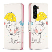 For Samsung Galaxy S25+ 5G Colored Drawing Pattern Leather Phone Case(Umbrella Elephant)