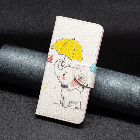 For Samsung Galaxy S25+ 5G Colored Drawing Pattern Leather Phone Case(Umbrella Elephant)
