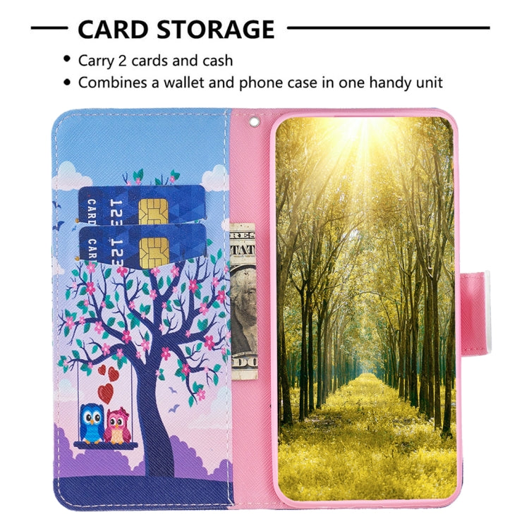 For Samsung Galaxy S25 5G Colored Drawing Pattern Leather Phone Case(Owl)