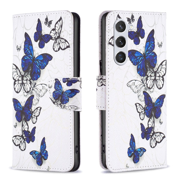 For Samsung Galaxy S25 5G Colored Drawing Pattern Leather Phone Case(Butterflies)