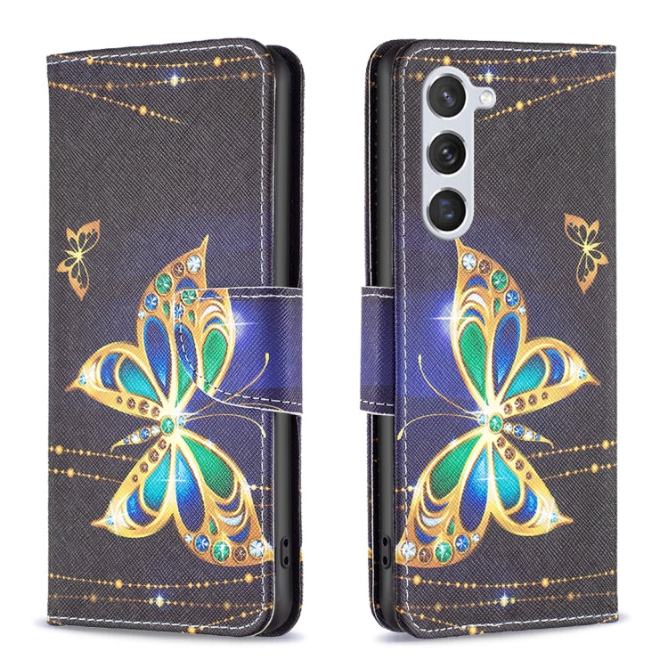 For Samsung Galaxy S25 5G Colored Drawing Pattern Leather Phone Case(Big Butterfly)