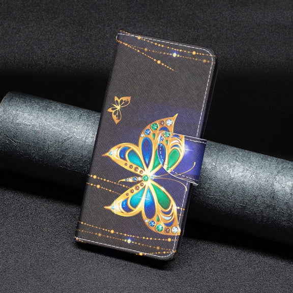 For Samsung Galaxy S25 5G Colored Drawing Pattern Leather Phone Case(Big Butterfly)
