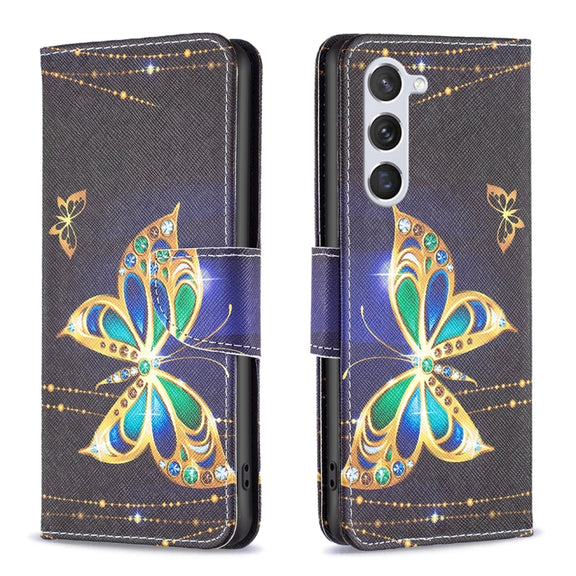 For Samsung Galaxy S25 5G Colored Drawing Pattern Leather Phone Case(Big Butterfly)