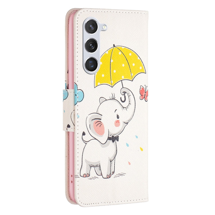 For Samsung Galaxy S25 5G Colored Drawing Pattern Leather Phone Case(Umbrella Elephant)