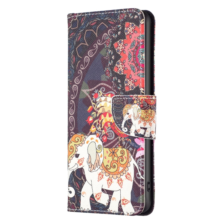 For Samsung Galaxy S25 5G Colored Drawing Pattern Leather Phone Case(Flowers Elephant)