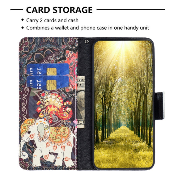For Samsung Galaxy S25 5G Colored Drawing Pattern Leather Phone Case(Flowers Elephant)