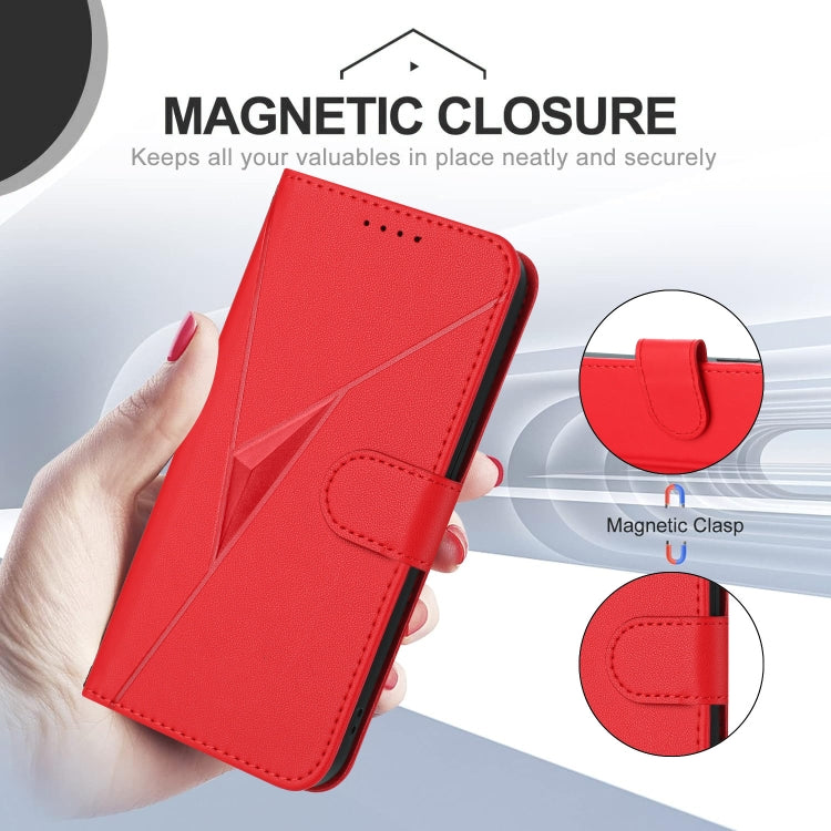 For Motorola Edge 5G 2024 Triangle Pattern Buckle Clasp Leather Phone Case(Red)