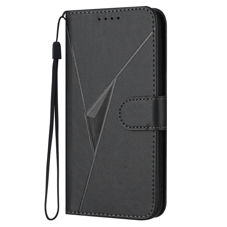 For Motorola Edge 5G 2024 Triangle Pattern Buckle Clasp Leather Phone Case(Black)