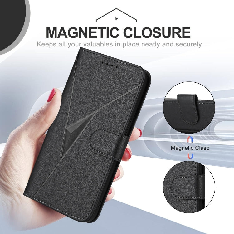 For Motorola Edge 5G 2024 Triangle Pattern Buckle Clasp Leather Phone Case(Black)