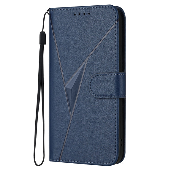 For Motorola Edge 5G 2024 Triangle Pattern Buckle Clasp Leather Phone Case(Royal Blue)
