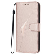For Motorola Edge 5G 2024 Triangle Pattern Buckle Clasp Leather Phone Case(Rose Gold)