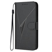 For Motorola Moto G Power 2024 Triangle Pattern Buckle Clasp Leather Phone Case(Black)