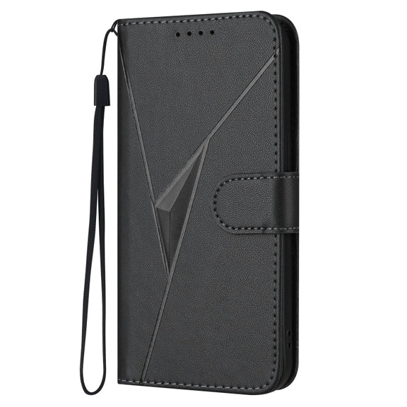For Motorola Moto G Stylus 2024 Triangle Pattern Buckle Clasp Leather Phone Case(Black)