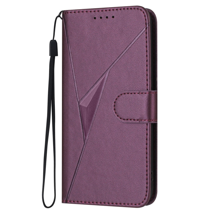 For Motorola Moto G 5G 2024 Triangle Pattern Buckle Clasp Leather Phone Case(Dark Purple)