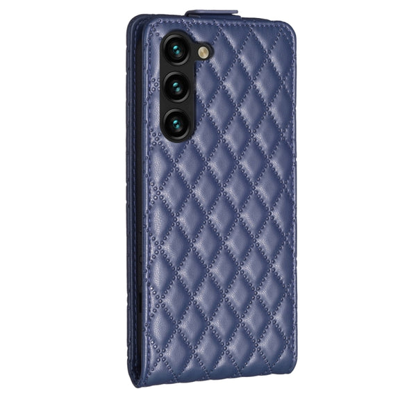 For Samsung Galaxy S25 5G Diamond Lattice Vertical Flip Leather Phone Case(Blue)