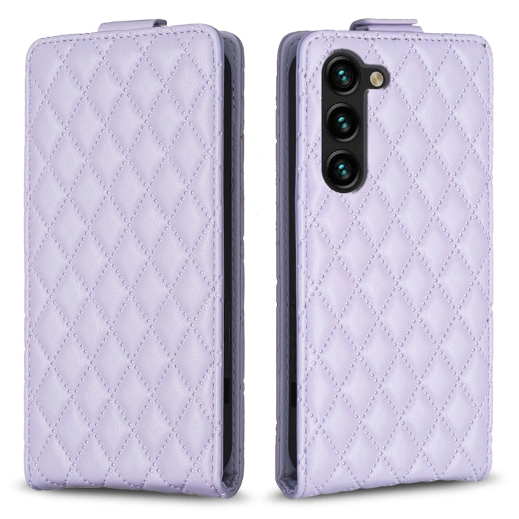 For Samsung Galaxy S25+ 5G Diamond Lattice Vertical Flip Leather Phone Case(Purple)