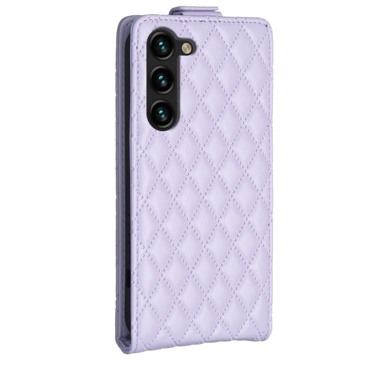 For Samsung Galaxy S25+ 5G Diamond Lattice Vertical Flip Leather Phone Case(Purple)