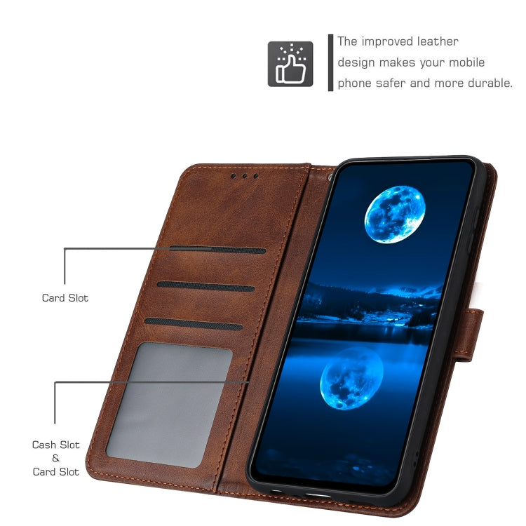 For Samsung Galaxy S25 Ultra 5G Solid Calf Texture Flip Leather Phone Case(Brown)