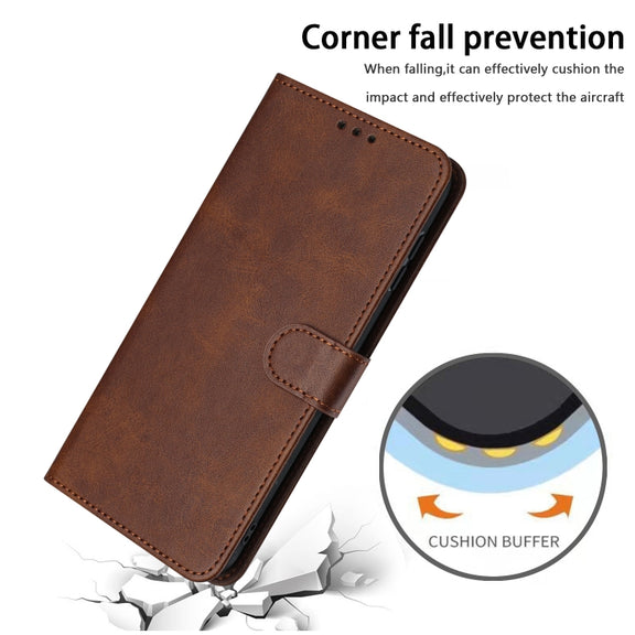 For Samsung Galaxy S25 Ultra 5G Solid Calf Texture Flip Leather Phone Case(Brown)