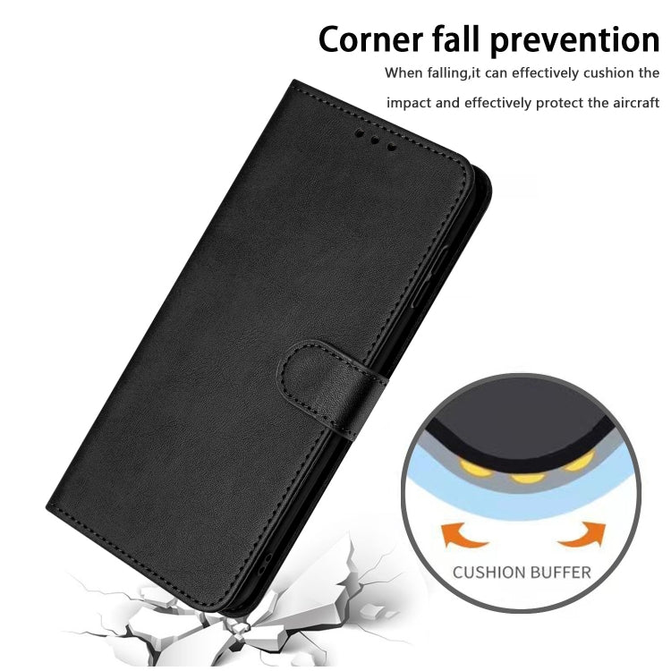 For Samsung Galaxy S25 Ultra 5G Solid Calf Texture Flip Leather Phone Case(Black)