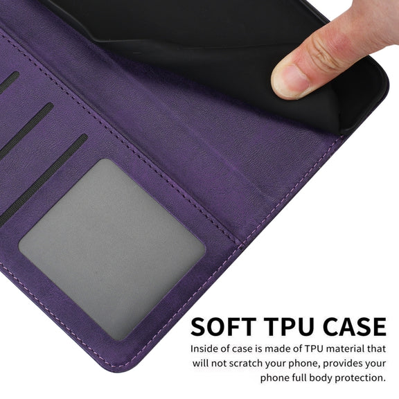 For Samsung Galaxy S25 Ultra 5G Solid Calf Texture Flip Leather Phone Case(Purple)
