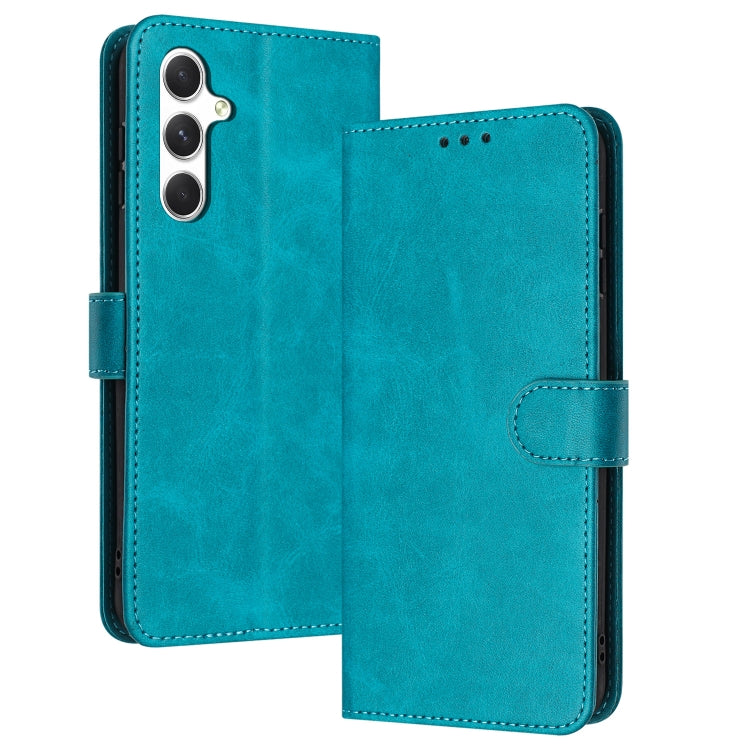 For Samsung Galaxy S25 / S24 5G Solid Calf Texture Flip Leather Phone Case(Green)