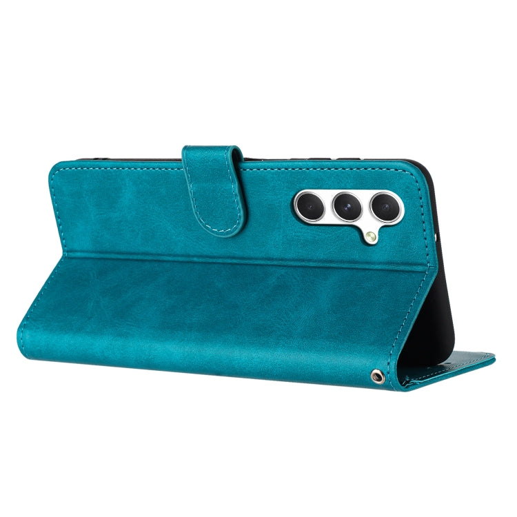 For Samsung Galaxy S25 / S24 5G Solid Calf Texture Flip Leather Phone Case(Green)