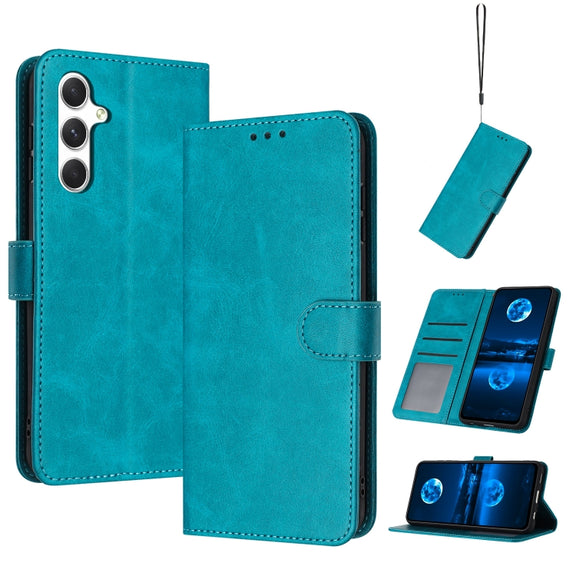For Samsung Galaxy S25 / S24 5G Solid Calf Texture Flip Leather Phone Case(Green)