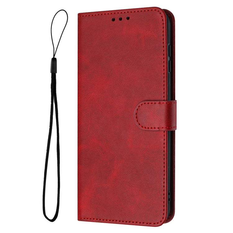 For Samsung Galaxy S25+ / S24+ 5G Solid Calf Texture Flip Leather Phone Case(Red)