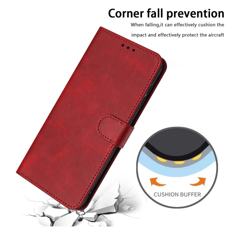 For Samsung Galaxy S25+ / S24+ 5G Solid Calf Texture Flip Leather Phone Case(Red)
