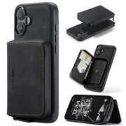 For iPhone 16 Plus JEEHOOD J02 Magnetic Zipper Horizontal Flip Leather Phone Case(Black)