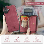 For iPhone 16 Plus JEEHOOD J02 Magnetic Zipper Horizontal Flip Leather Phone Case(Red)