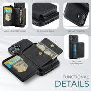 For iPhone 16 JEEHOOD J02 Magnetic Zipper Horizontal Flip Leather Phone Case(Black)