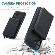 For iPhone 16 JEEHOOD J02 Magnetic Zipper Horizontal Flip Leather Phone Case(Black)