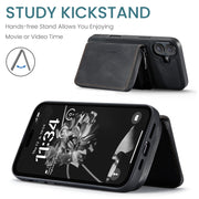 For iPhone 16 JEEHOOD J02 Magnetic Zipper Horizontal Flip Leather Phone Case(Black)