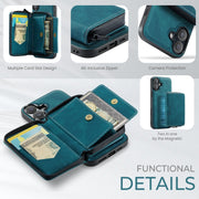 For iPhone 16 JEEHOOD J02 Magnetic Zipper Horizontal Flip Leather Phone Case(Blue)