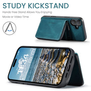 For iPhone 16 JEEHOOD J02 Magnetic Zipper Horizontal Flip Leather Phone Case(Blue)