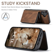 For iPhone 16 JEEHOOD J02 Magnetic Zipper Horizontal Flip Leather Phone Case(Brown)