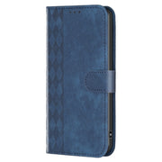 For Samsung Galaxy S25 5G Plaid Embossed Leather Phone Case(Blue)
