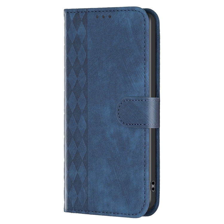 For Samsung Galaxy S25 5G Plaid Embossed Leather Phone Case(Blue)