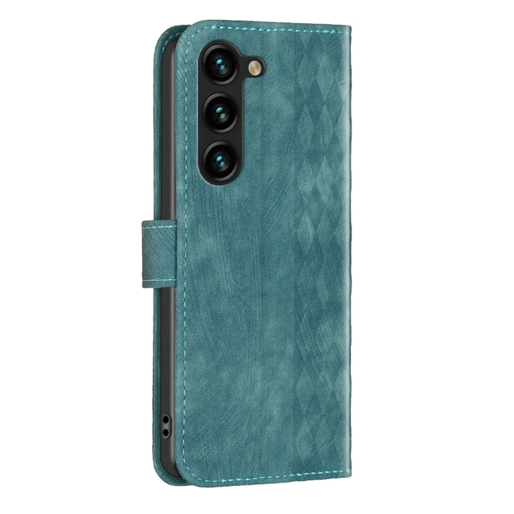 For Samsung Galaxy S25 5G Plaid Embossed Leather Phone Case(Green)
