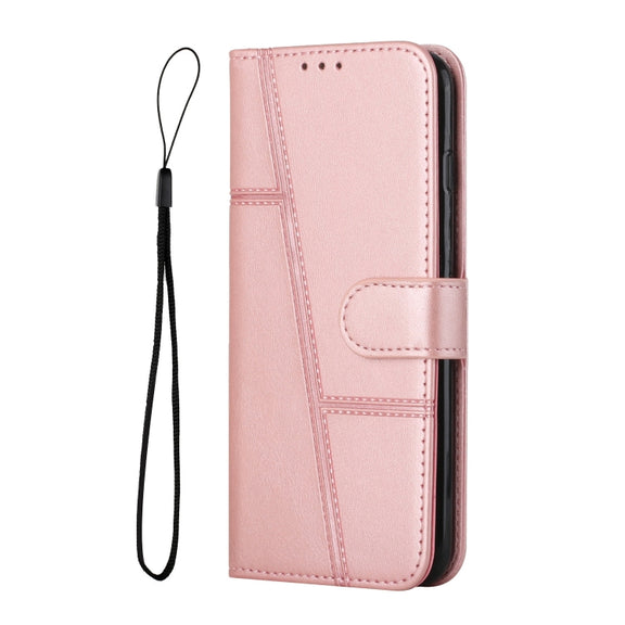 For Samsung Galaxy S25 Ultra 5G Stitching Calf Texture Buckle Leather Phone Case(Rose Gold)