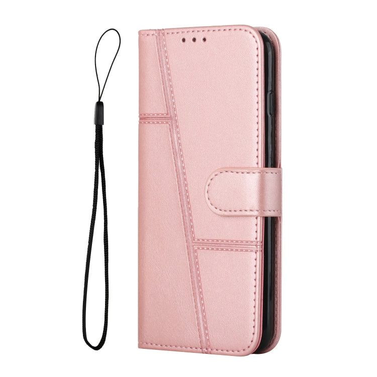 For Samsung Galaxy S25+ / S24+ 5G Stitching Calf Texture Buckle Leather Phone Case(Rose Gold)