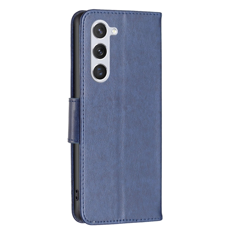 For Samsung Galaxy S25 5G Embossing Two Butterflies Pattern Leather Phone Case(Blue)