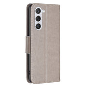 For Samsung Galaxy S25 5G Embossing Two Butterflies Pattern Leather Phone Case(Grey)