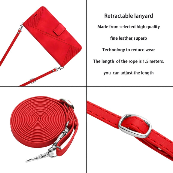 For Samsung Galaxy S25 Ultra 5G Dream Triangle Leather Phone Case with Long Lanyard(Red)